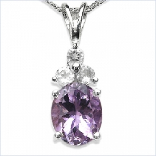 Collier/Kette Anhänger m.4 Amethysten-925 Silber-Rhod.2,86 Karat