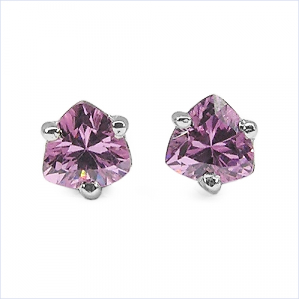 Ohrstecker Pink Zirkonia 925-Silber- Rhodiniert 1,00 Karat