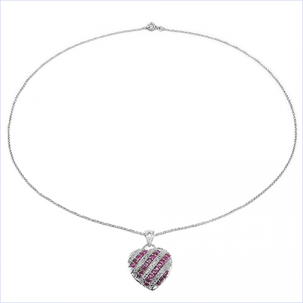 Collier/Kette m.Tansanit-Herz Anhänger 925-Silber Rhod.-1,30 Karat