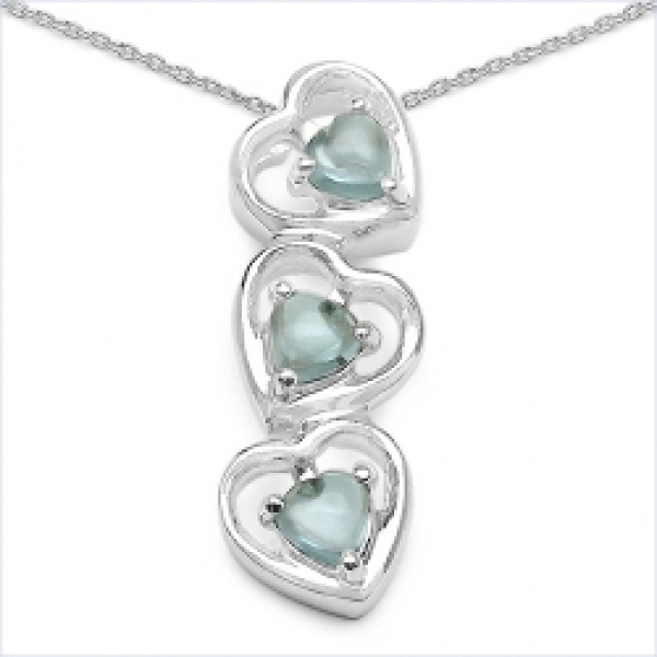 Collier/Kette m.Blautopas-Herz-Anhänger-1,10Karat-Silber