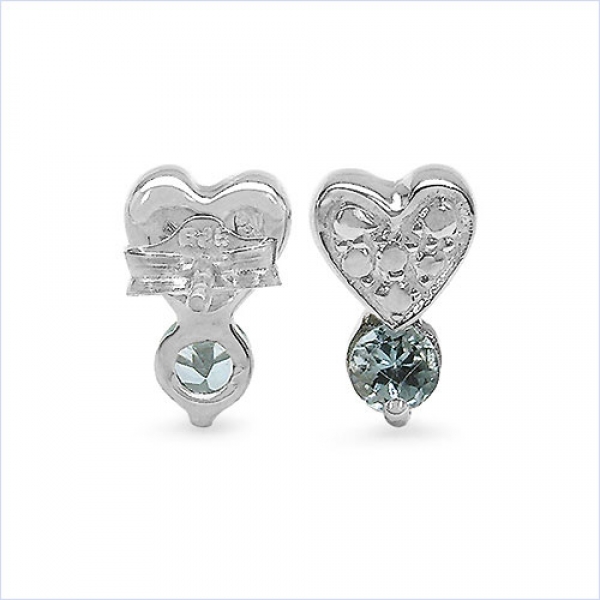 Ohrstecker Herz mit Aquamarin-925 St.Silber-Rhodiniert-0,50 Karat