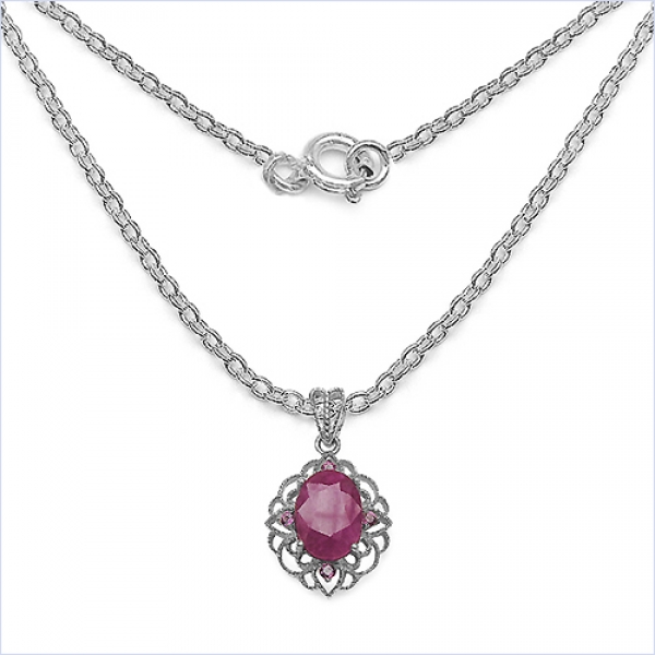 Collier/Kette mit Rubin/Rhodolith-Anhänger-8,85 Karat