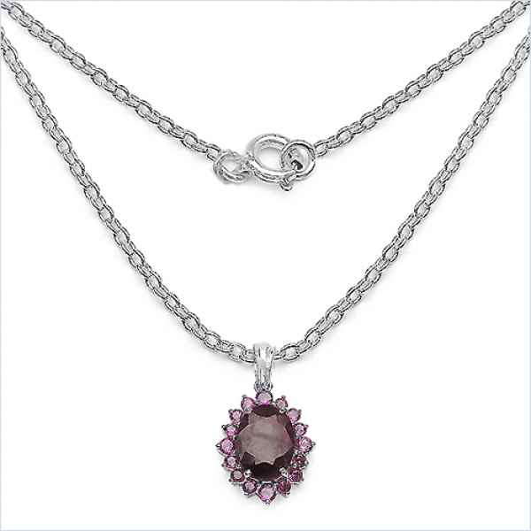 Collier/Kette mit Rubin/Rhodolith-Anhänger-8,98 Karat