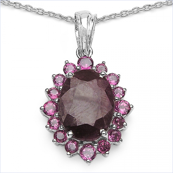 Collier/Kette mit Rubin/Rhodolith-Anhänger-8,98 Karat