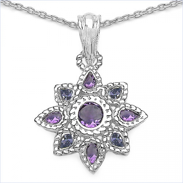 Collier/Halskette Amethyst/Tansanit-Stern-Anhänger-2,34 Karat