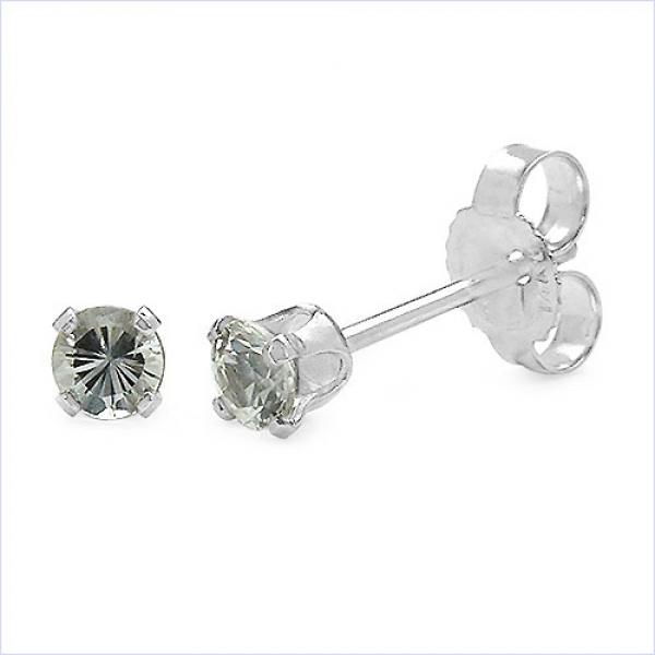 Ohrstecker/Ohrringe Weiße-Saphire 14 Karat Weißgold (585er)