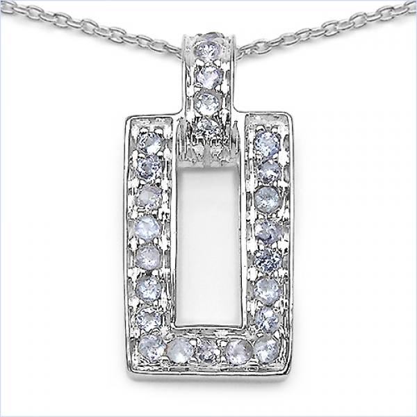 Collier/Halskette mit Tansanit-Anhänger-24 Edelsteine-0,48 Karat