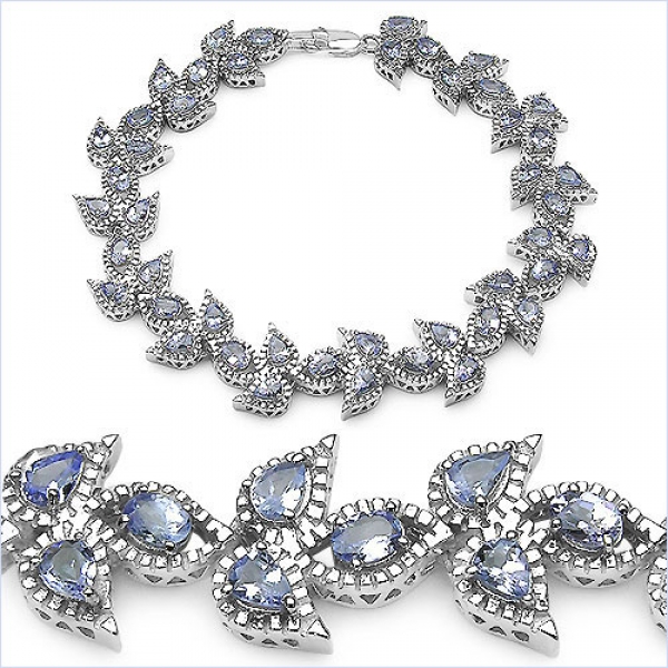Edles Tansanit-Armband 925 Sterling Silber-6,75 Karat-45 Edelsteine