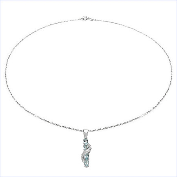 Collier/Kette m.Diamant/Blue Topas-Anhänger 1,41Karat