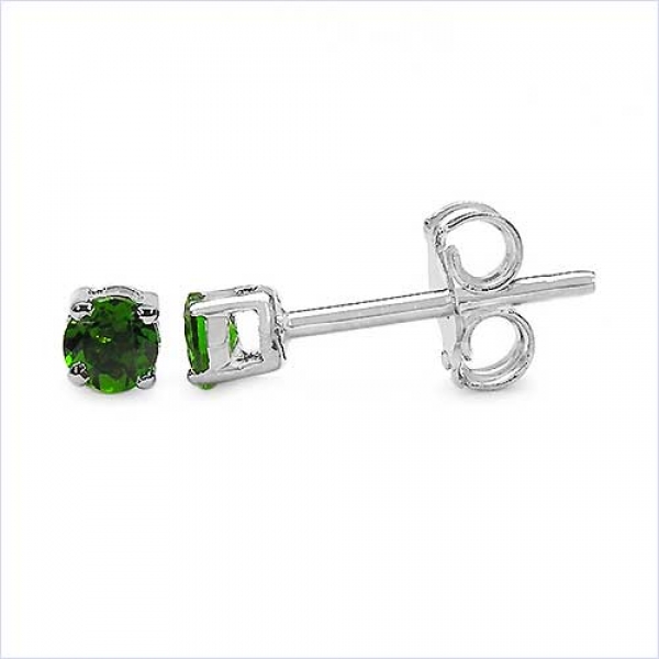 Ohrstecker Seltener grüner Tsavorit-Sterling Silber-Rhodiniert-0,28 Karat