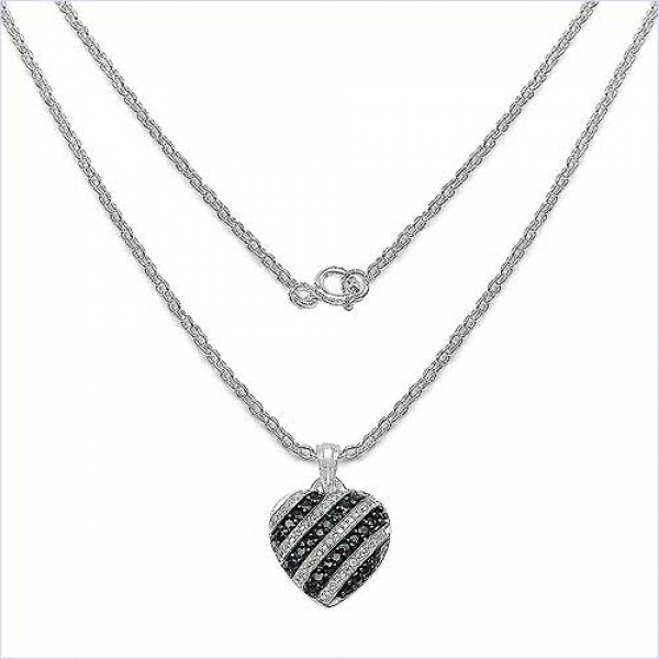 Collier/Kette mit Saphir/Weißtopas-Herz Anhänger 925-Silber Rhodiniert-1,67Karat