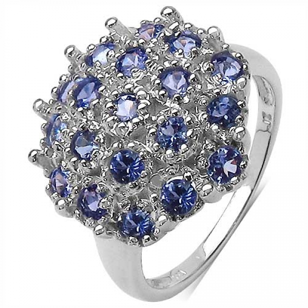 Edler Tansanit-Ring-925 Sterling Silber Rhodiniert-1,30 Karat