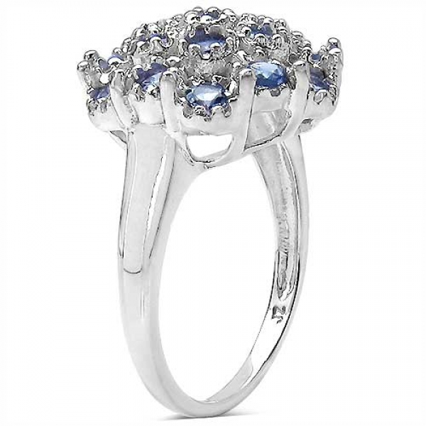 Edler Tansanit-Ring-925 Sterling Silber Rhodiniert-1,30 Karat