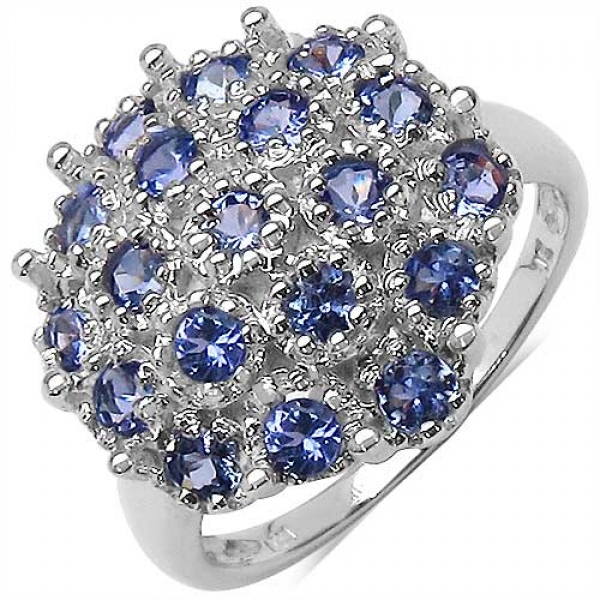 Edler Tansanit-Ring-925 Sterling Silber Rhodiniert-1,30 Karat