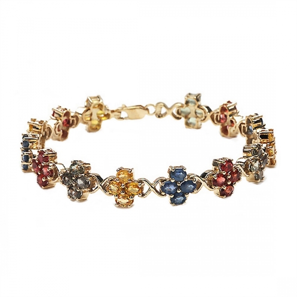 Bezauberndes Multi Saphir Armband-925 Silb.vergoldet-14 Karat