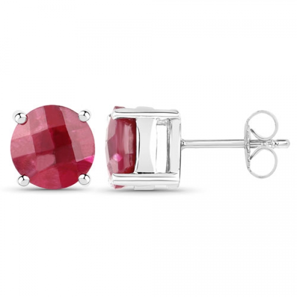 Ohrringe/Ohrstecker Rubin-925 Sterling Silber- Rhodiniert-5,56 Karat