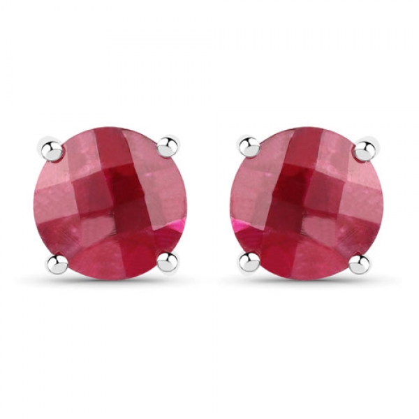 Ohrringe/Ohrstecker Rubin-925 Sterling Silber- Rhodiniert-5,56 Karat