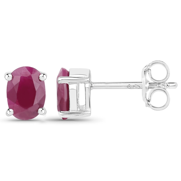Ovale Ohrringe/Ohrstecker-2,00 Karat-Silber Rhodiniert