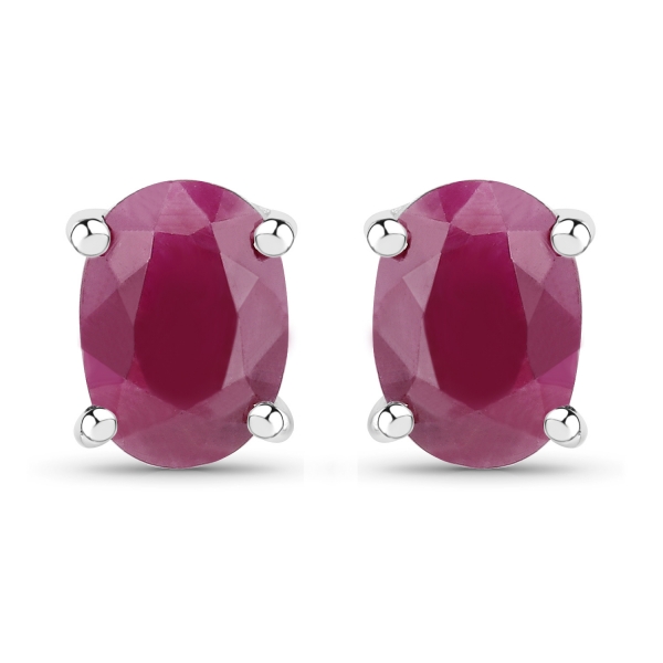 Ovale Ohrringe/Ohrstecker-2,00 Karat-Silber Rhodiniert