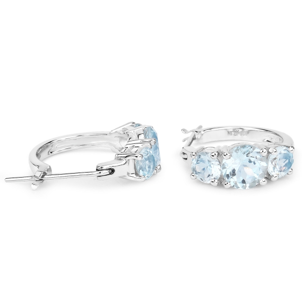 Edle Blau Topas Ohrringe-925 Sterling Silb.- Rhodiniert 5,60 Karat
