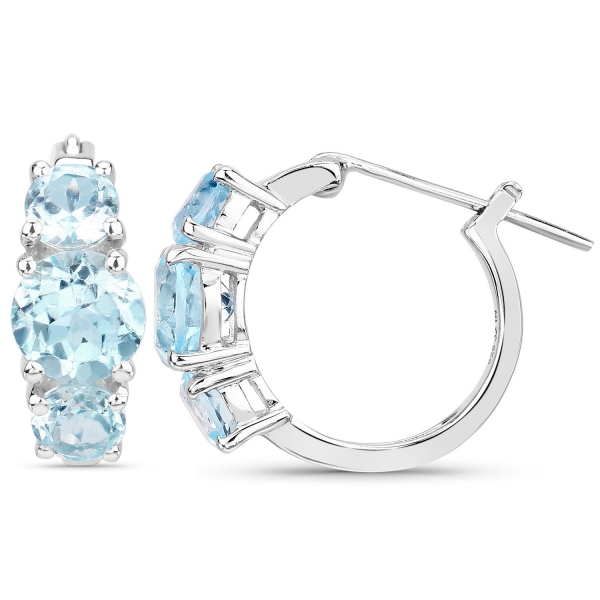 Edle Blau Topas Ohrringe-925 Sterling Silb.- Rhodiniert 5,60 Karat