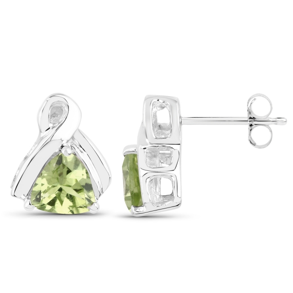 Ohrstecker Peridot-1,40 Karat-925 Sterling Silber- Rhodiniert