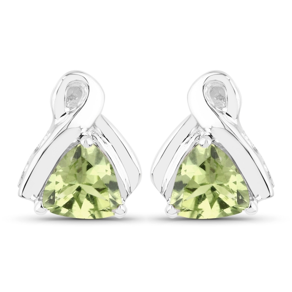 Ohrstecker Peridot-1,40 Karat-925 Sterling Silber- Rhodiniert