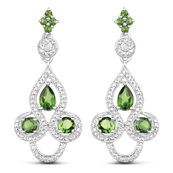 Grüne Russische Chromdiopsid/Weißtopas-Ohrringe/Stecker 2,28 Karat