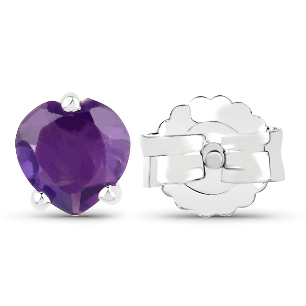 Ohrstecker Herz-Sterling Silber-Rhodin.-mit Amethyst 0,90 Karat