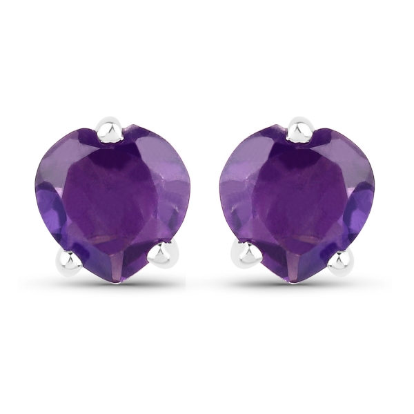 Ohrstecker Herz-Sterling Silber-Rhodin.-mit Amethyst 0,90 Karat
