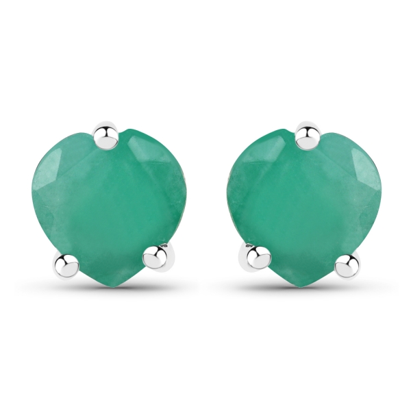Ohrstecker Smaragd-Herzen-925 Sterling Silber-Rhodiniert-0,90 Karat