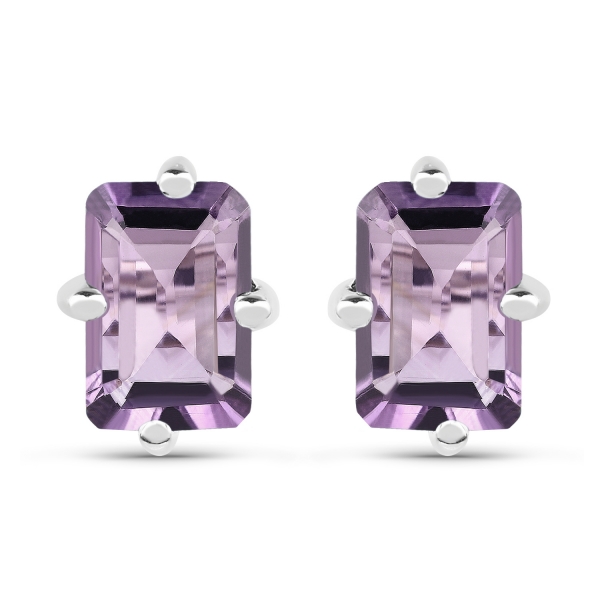Ohrringe/Ohrstecker rechteckige Amethyste 925 Sterling Silber Rhod.-1,70 Karat