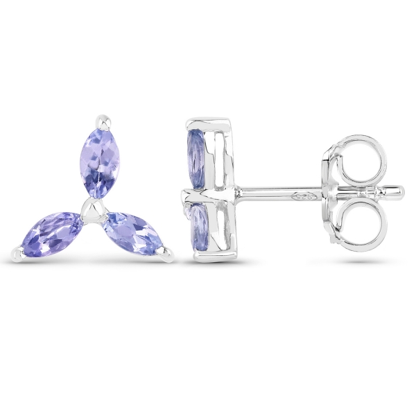 Ohrringe/Ohrstecker-Tansanit-925 Sterling Silber Rhodiniert-0,60 Karat