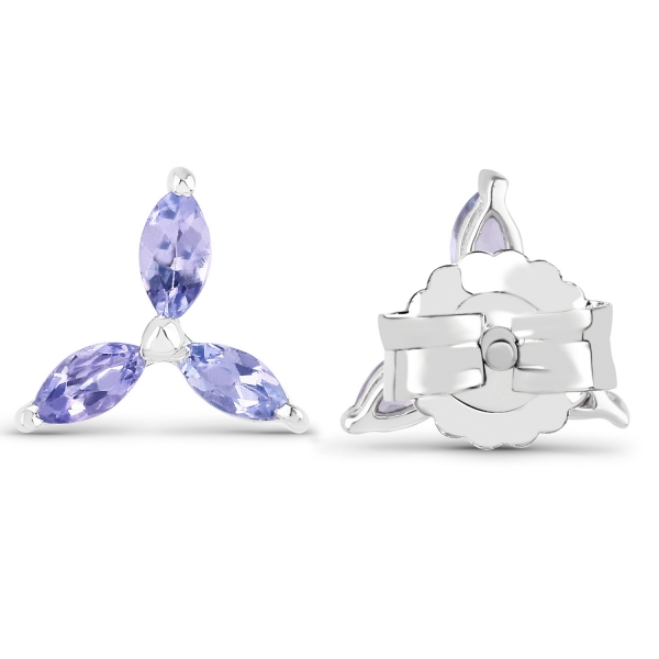 Ohrringe/Ohrstecker-Tansanit-925 Sterling Silber Rhodiniert-0,60 Karat