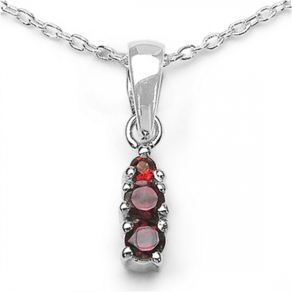 Collier/Halskette mit Granat Anhänger 925-Sterling-Silber-Rhodiniert