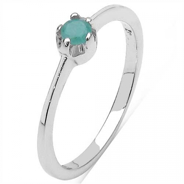 Zarter Smaragd-Ring-925 Sterling Silber Rhodiniert