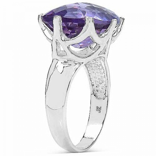 Schmuck-SET: 3-teilig-Facettierte große Amethyste-925 Silber mit Platin-Überzug-31,60 Karat