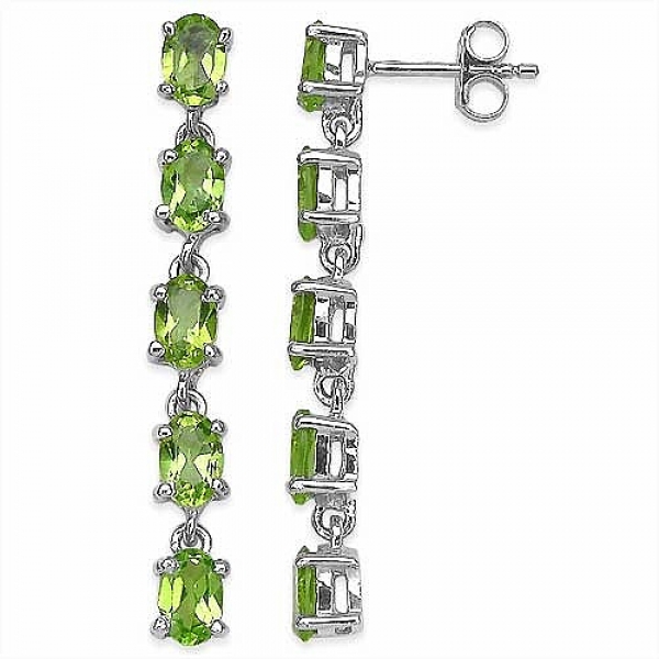 Ohrringe/Ohrstecker mit 10 Peridots-925 Silber-Rhodiniert-4,50 Karat