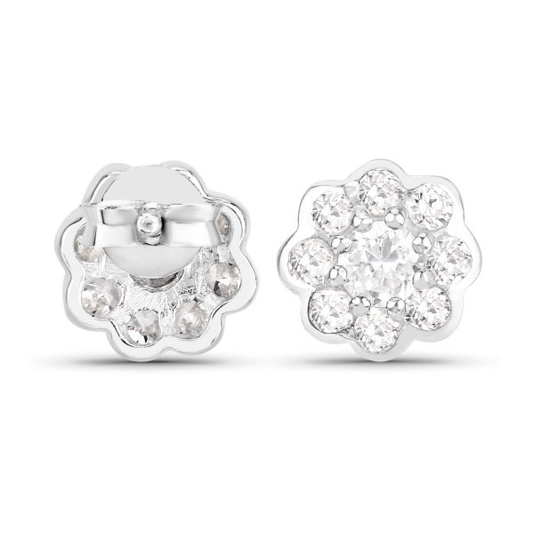 Ohrringe/Ohrstecker Blume-Blüte-18 farblose Zirkonia Sterling Silber Rhodiniert