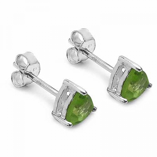 Ohrringe/Ohrstecker Peridot Trillion (Dreiecke)-Silber/Rhodiniert-0,90 Karat