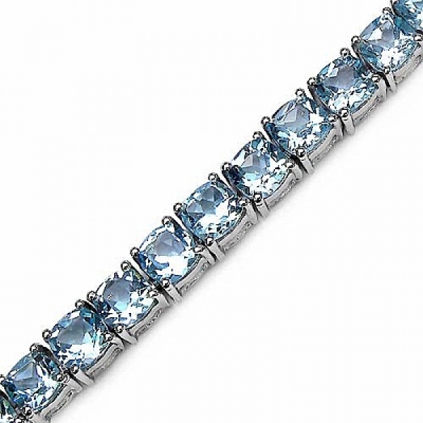 Bezauberndes Edles Blautopas Armband Silber-Rhodiniert 21,45 Karat-33 Edelsteine