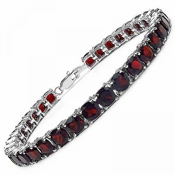 Bezauberndes Edles Granat Armband 925 Silber-Rhodiniert 22,11 Karat-33Edelsteine