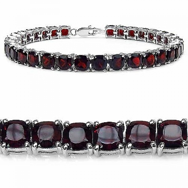 Bezauberndes Edles Granat Armband 925 Silber-Rhodiniert 22,11 Karat-33Edelsteine