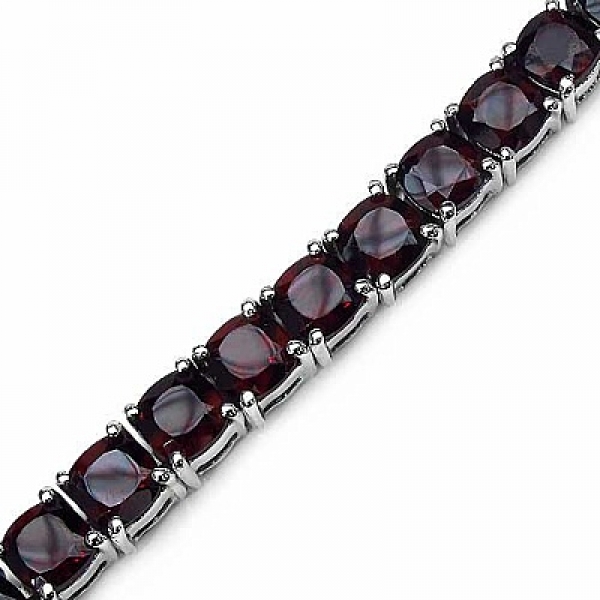 Bezauberndes Edles Granat Armband 925 Silber-Rhodiniert 22,11 Karat-33Edelsteine