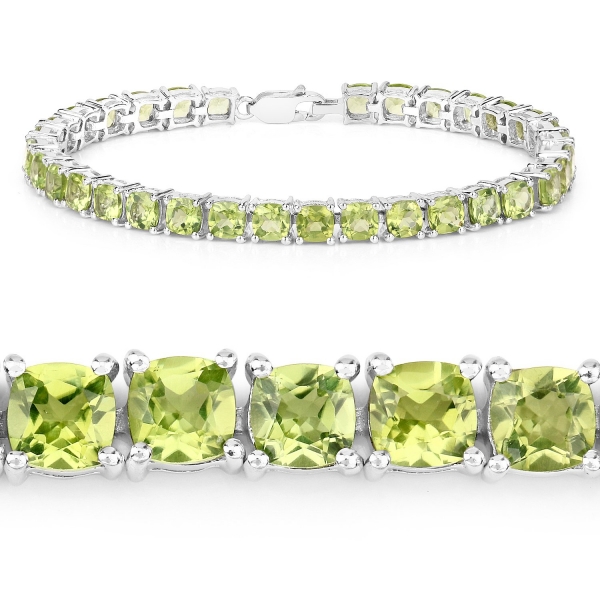 Bezauberndes Edles Peridot-Armband Silber-Rhodiniert 17,13 Karat-33 Edelsteine