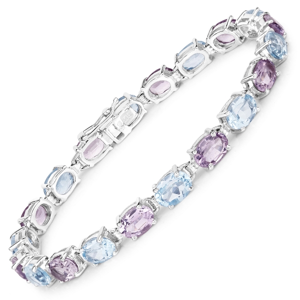 Blautopas-Pink Amethyst-Armband 925 Silber-Rhodiniert-10,48 Karat