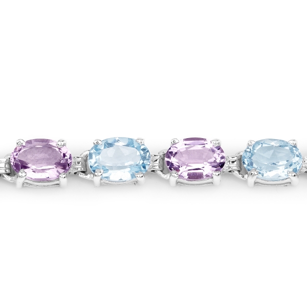 Blautopas-Pink Amethyst-Armband 925 Silber-Rhodiniert-10,48 Karat