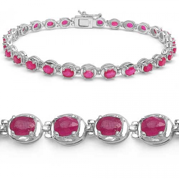 Elegantes Rubin Armband-925 Silber-Rhodiniert-6,75 Karat-27 Edelsteine