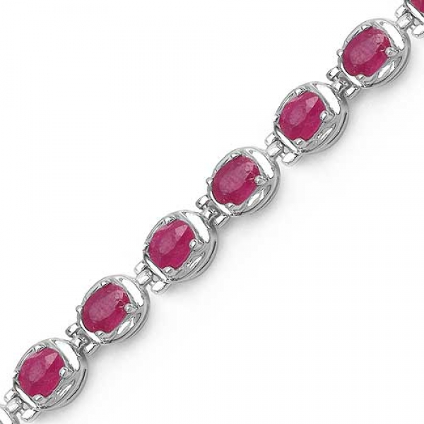 Elegantes Rubin Armband-925 Silber-Rhodiniert-6,75 Karat-27 Edelsteine