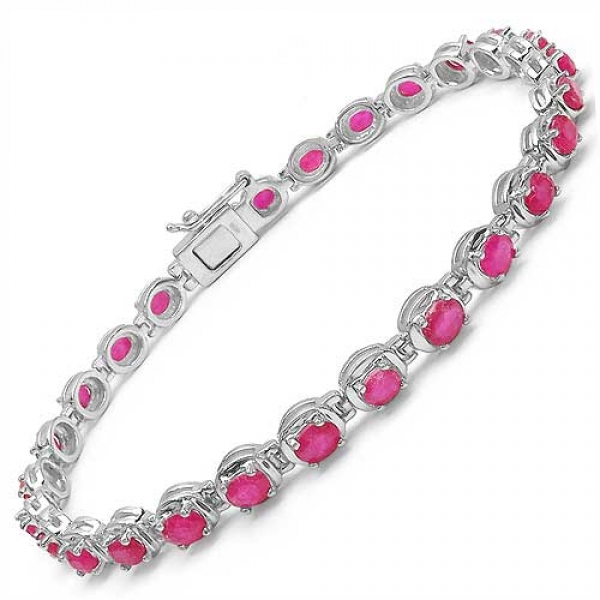 Elegantes Rubin Armband-925 Silber-Rhodiniert-6,75 Karat-27 Edelsteine